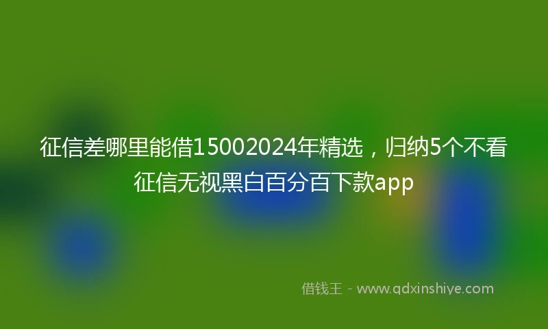 征信差哪里能借15002024年精选，归纳5个不看征信无视黑白百分百下款app