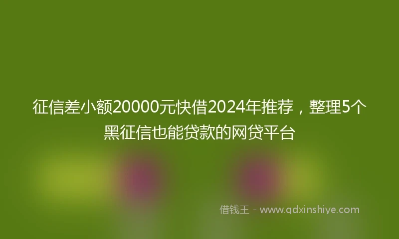 征信差小额20000元快借2024年推荐，整理5个黑征信也能贷款的网贷平台