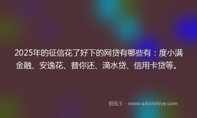 2025年的征信花了好下的网贷有哪些有：度小满金融、安逸花、替你还、滴水贷、信用卡贷等。