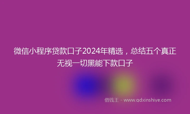 微信小程序贷款口子2024年精选，总结五个真正无视一切黑能下款口子