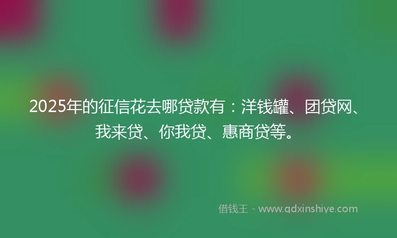 2025年的征信花去哪贷款有：洋钱罐、团贷网、我来贷、你我贷、惠商贷等。