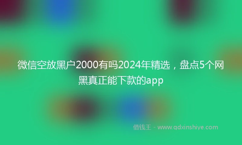 微信空放黑户2000有吗2024年精选，盘点5个网黑真正能下款的app