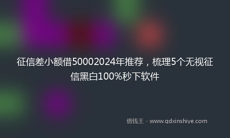 征信差小额借50002024年推荐，梳理5个无视征信黑白100%秒下软件