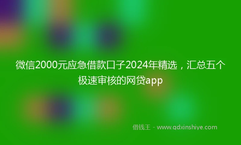 微信2000元应急借款口子2024年精选，汇总五个极速审核的网贷app