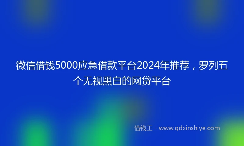 微信借钱5000应急借款平台2024年推荐,罗列五个无视黑白的网贷平台