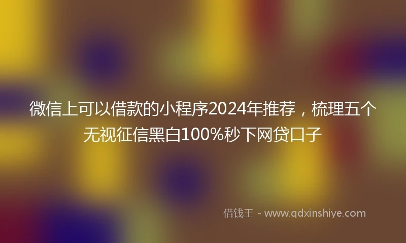 微信上可以借款的小程序2024年推荐，梳理五个无视征信黑白100%秒下网贷口子