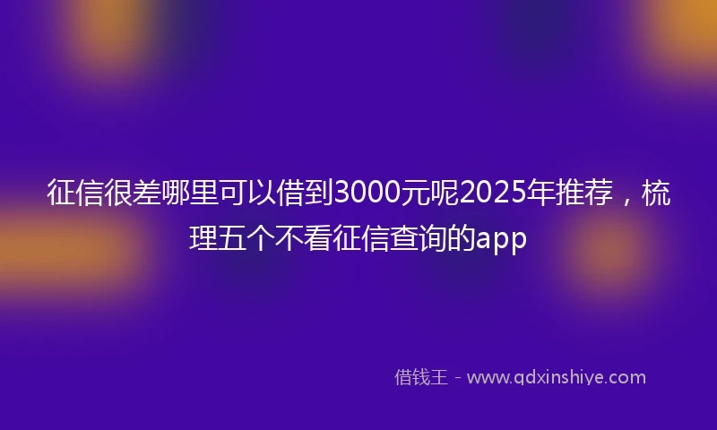 征信很差哪里可以借到3000元呢2025年推荐，梳理五个不看征信查询的app