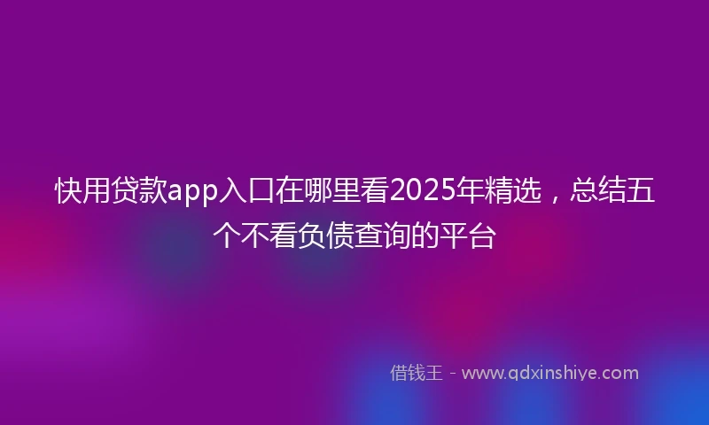 快用贷款app入口在哪里看2025年精选，总结五个不看负债查询的平台