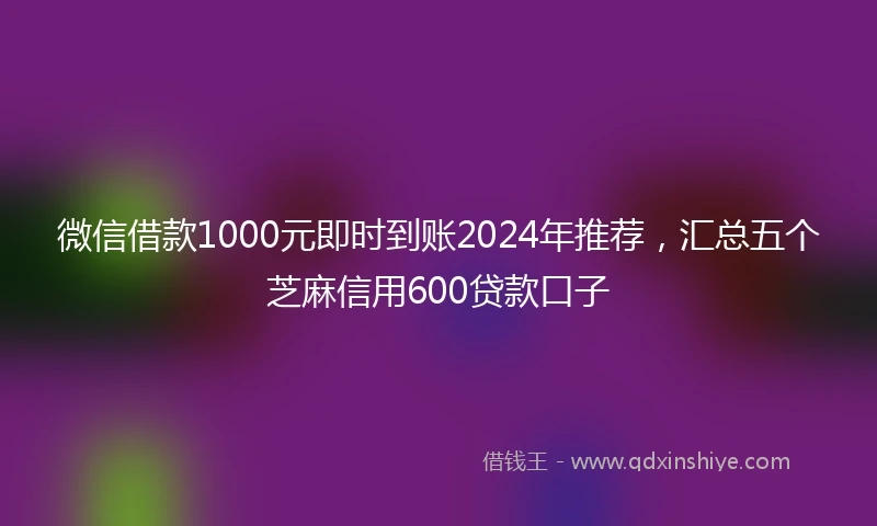 微信借款1000元即时到账2024年推荐，汇总五个芝麻信用600贷款口子