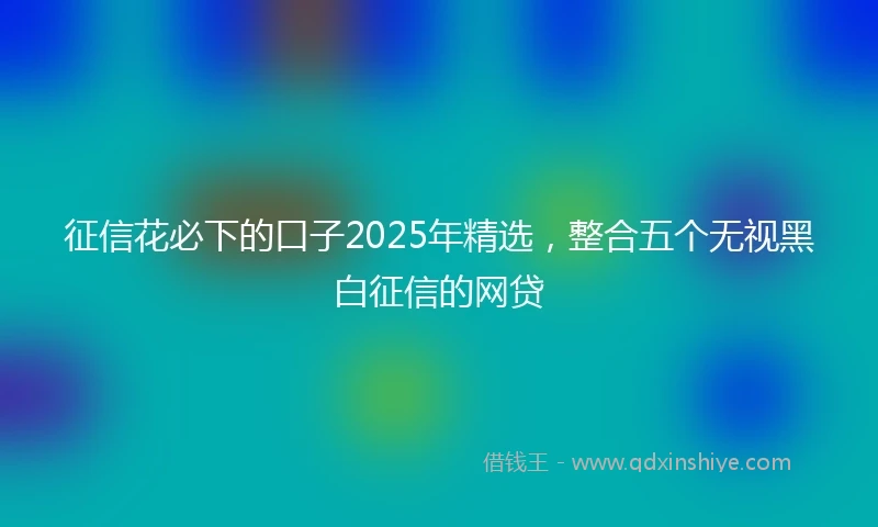 征信花必下的口子2025年精选，整合五个无视黑白征信的网贷