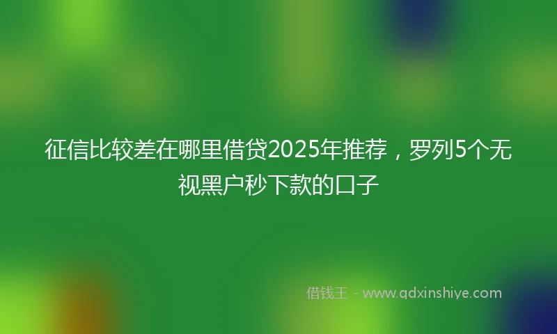 征信比较差在哪里借贷2025年推荐，罗列5个无视黑户秒下款的口子