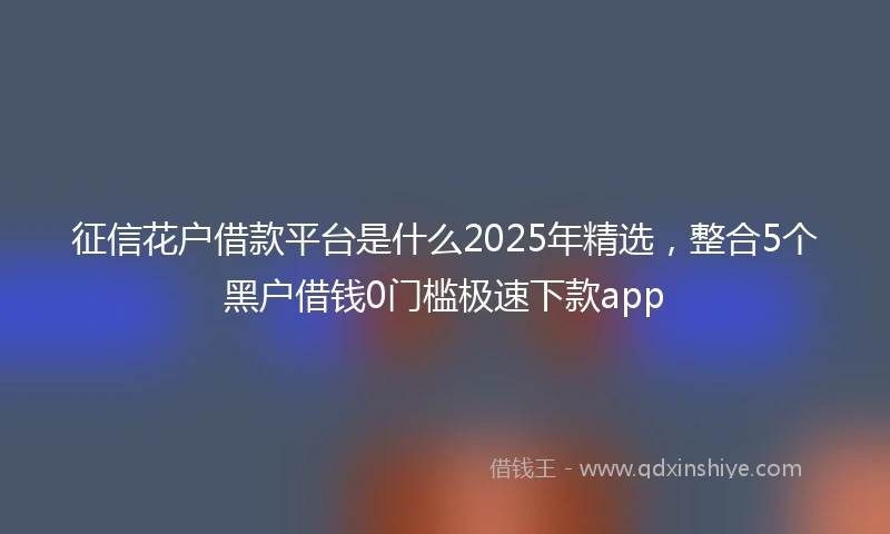征信花户借款平台是什么2025年精选,整合5个黑户借钱0门槛极速下款app