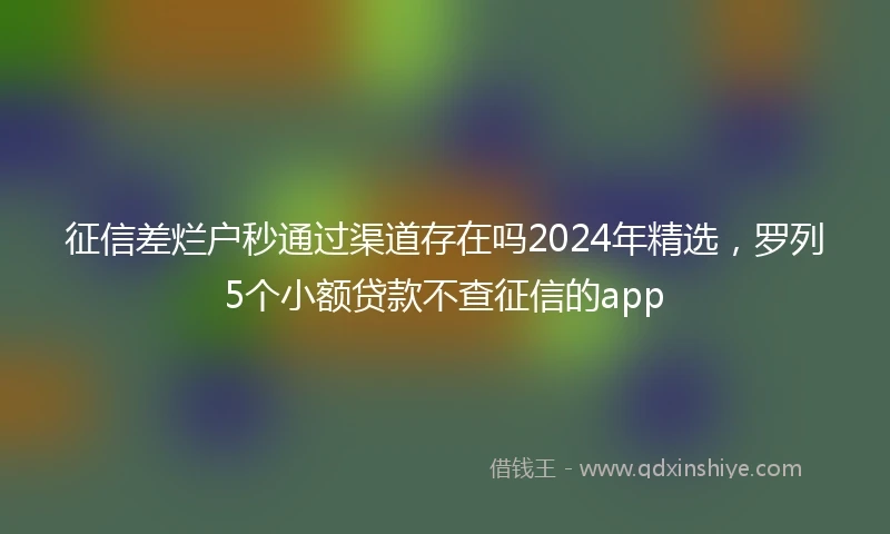 征信差烂户秒通过渠道存在吗2024年精选，罗列5个小额贷款不查征信的app