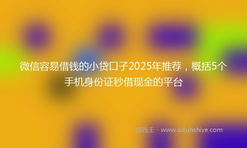 微信容易借钱的小贷口子2025年推荐，概括5个手机身份证秒借现金的平台