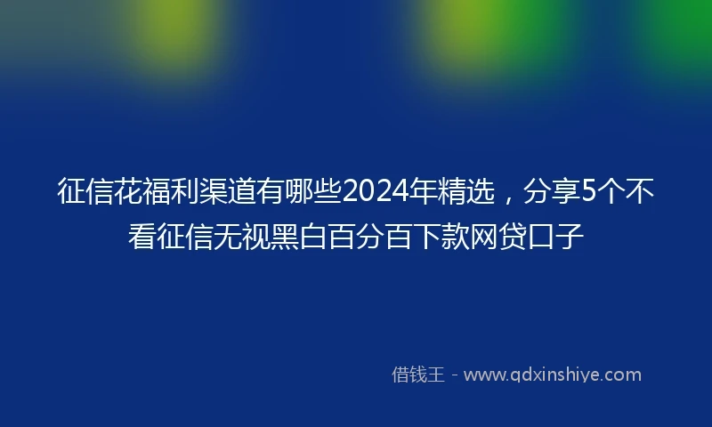 征信花福利渠道有哪些2024年精选，分享5个不看征信无视黑白百分百下款网贷口子