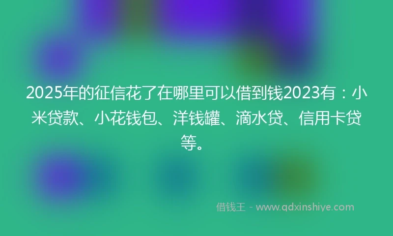 2025年的征信花了在哪里可以借到钱2023有：小米贷款、小花钱包、洋钱罐、滴水贷、信用卡贷等。