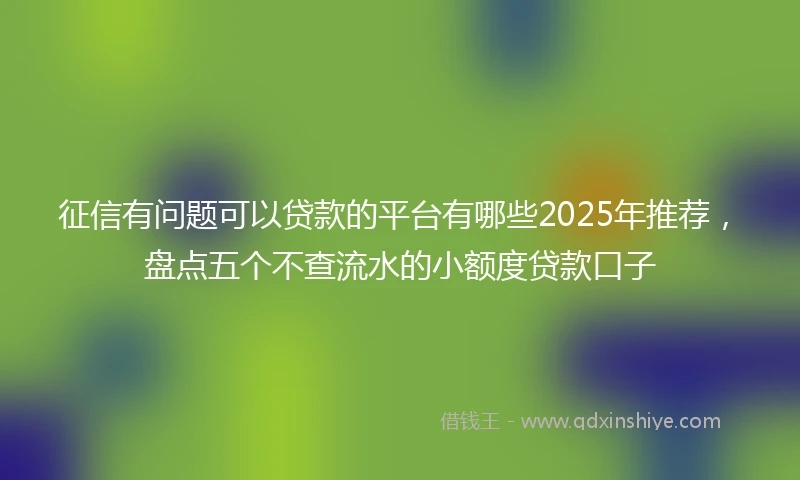 征信有问题可以贷款的平台有哪些2025年推荐，盘点五个不查流水的小额度贷款口子