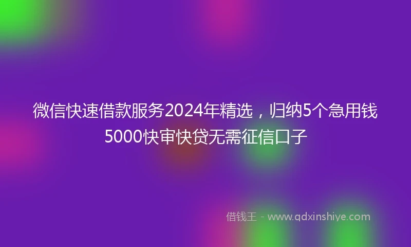 微信快速借款服务2024年精选，归纳5个急用钱5000快审快贷无需征信口子