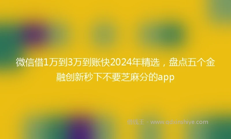 微信借1万到3万到账快2024年精选，盘点五个金融创新秒下不要芝麻分的app