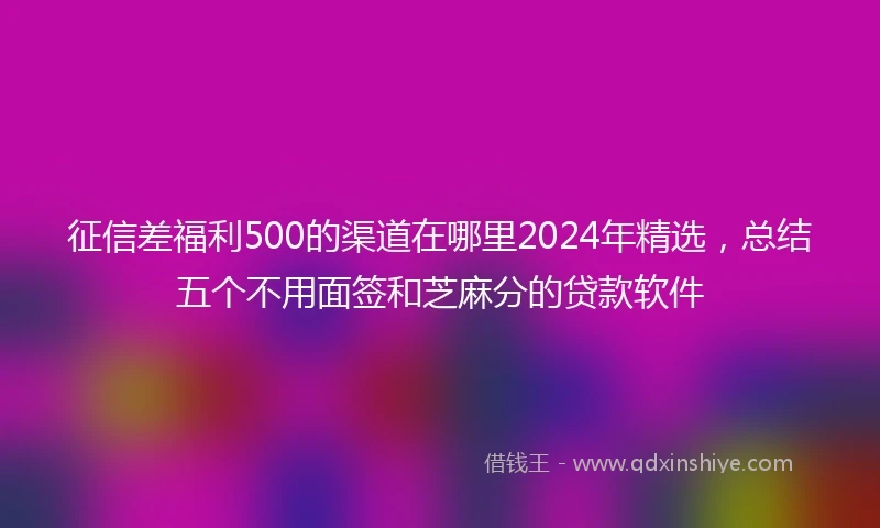 征信差福利500的渠道在哪里2024年精选，总结五个不用面签和芝麻分的贷款软件