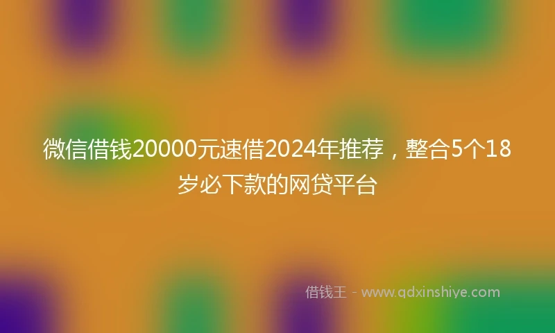 微信借钱20000元速借2024年推荐，整合5个18岁必下款的网贷平台