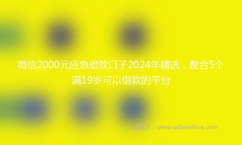 微信2000元应急借款口子2024年精选，整合5个满19岁可以借款的平台