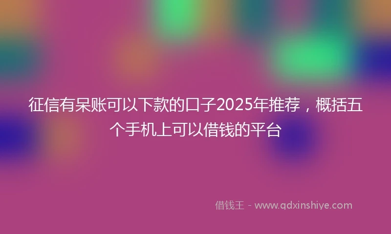 征信有呆账可以下款的口子2025年推荐，概括五个手机上可以借钱的平台