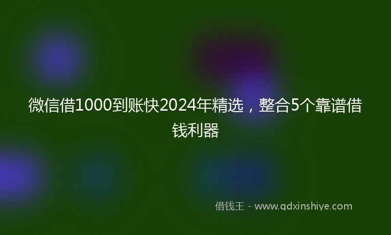 微信借1000到账快2024年精选，整合5个靠谱借钱利器