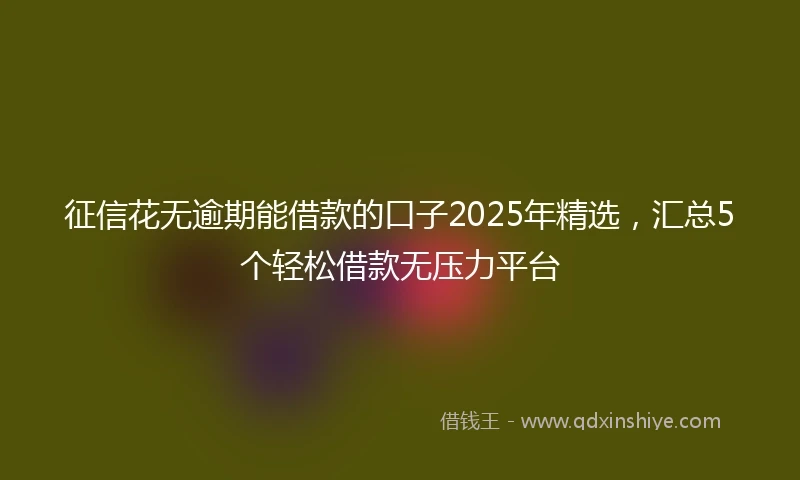 征信花无逾期能借款的口子2025年精选，汇总5个轻松借款无压力平台