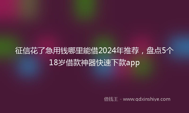 征信花了急用钱哪里能借2024年推荐，盘点5个18岁借款神器快速下款app