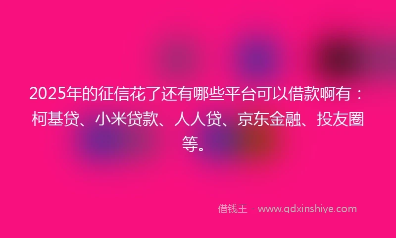 2025年的征信花了还有哪些平台可以借款啊有：柯基贷、小米贷款、人人贷、京东金融、投友圈等。