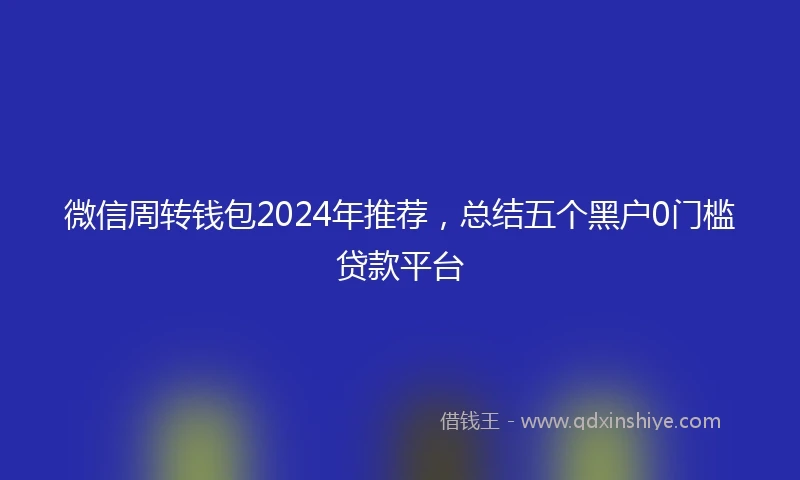 微信周转钱包2024年推荐,总结五个黑户0门槛贷款平台