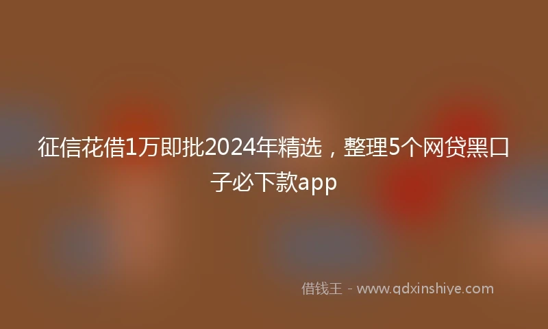 征信花借1万即批2024年精选，整理5个网贷黑口子必下款app