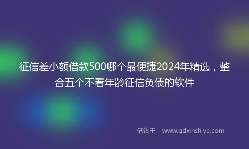 征信差小额借款500哪个最便捷2024年精选，整合五个不看年龄征信负债的软件