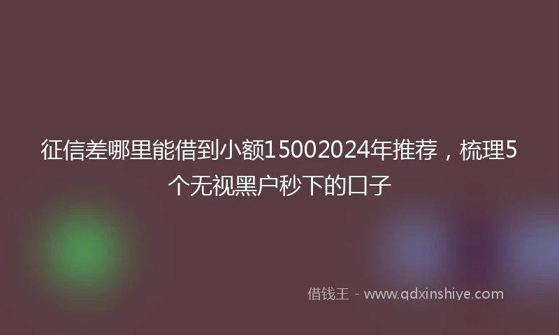 征信差哪里能借到小额15002024年推荐，梳理5个无视黑户秒下的口子