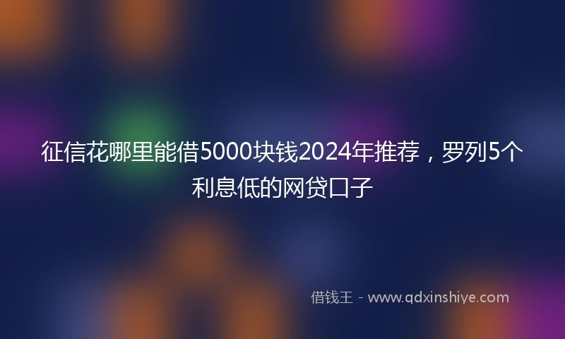 征信花哪里能借5000块钱2024年推荐，罗列5个利息低的网贷口子