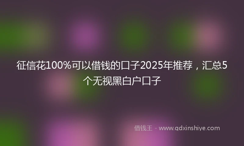征信花100%可以借钱的口子2025年推荐，汇总5个无视黑白户口子