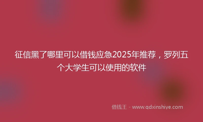 征信黑了哪里可以借钱应急2025年推荐，罗列五个大学生可以使用的软件