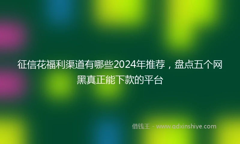 征信花福利渠道有哪些2024年推荐，盘点五个网黑真正能下款的平台