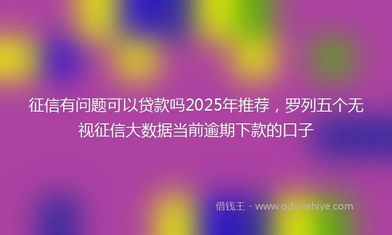 征信有问题可以贷款吗2025年推荐，罗列五个无视征信大数据当前逾期下款的口子