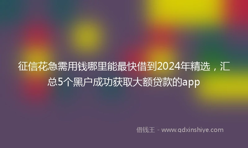 征信花急需用钱哪里能最快借到2024年精选，汇总5个黑户成功获取大额贷款的app