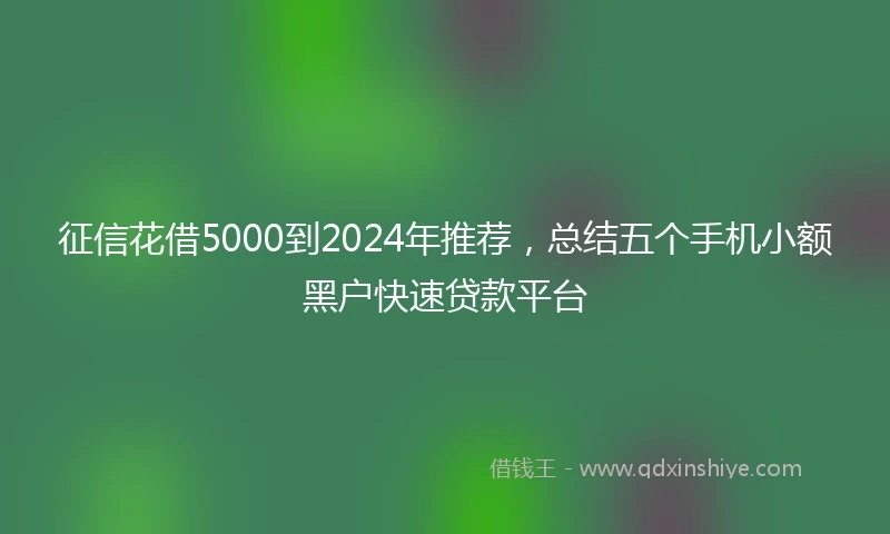 征信花借5000到2024年推荐，总结五个手机小额黑户快速贷款平台
