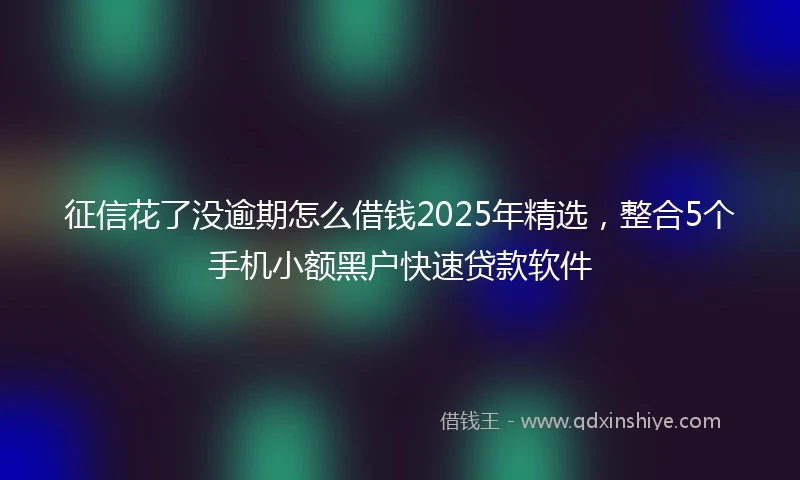 征信花了没逾期怎么借钱2025年精选，整合5个手机小额黑户快速贷款软件