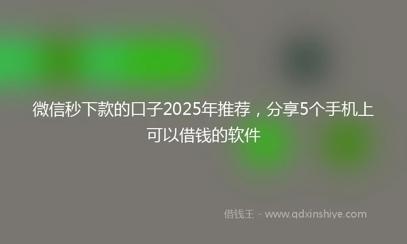 微信秒下款的口子2025年推荐，分享5个手机上可以借钱的软件
