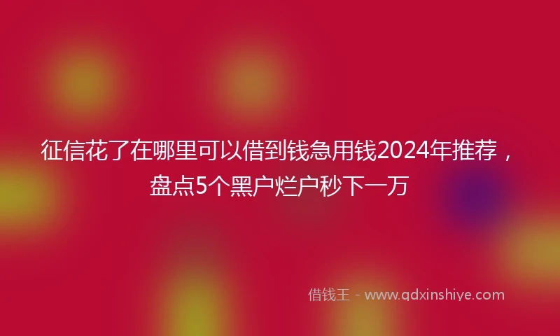 征信花了在哪里可以借到钱急用钱2024年推荐，盘点5个黑户烂户秒下一万