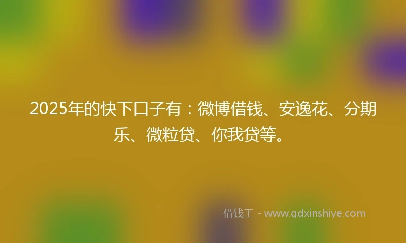 2025年的快下口子有：微博借钱、安逸花、分期乐、微粒贷、你我贷等。