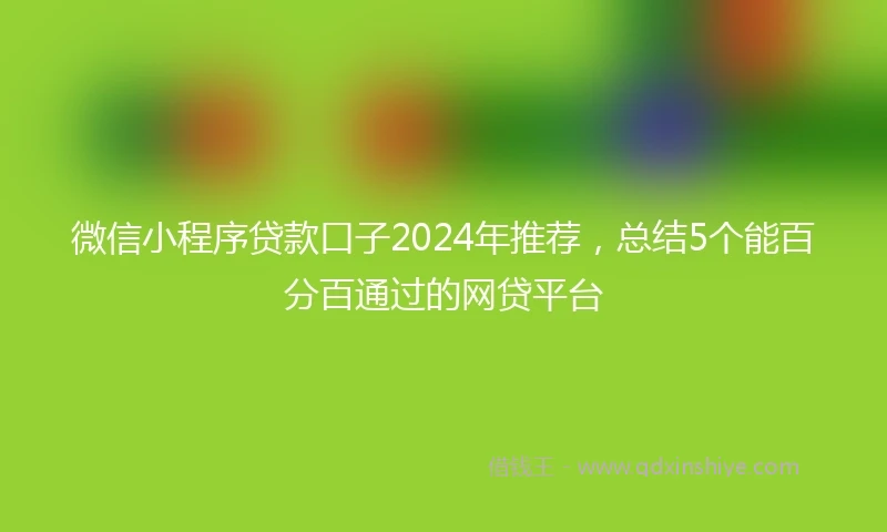 微信小程序贷款口子2024年推荐，总结5个能百分百通过的网贷平台