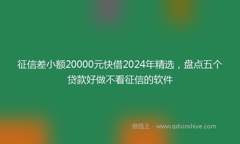 征信差小额20000元快借2024年精选，盘点五个贷款好做不看征信的软件