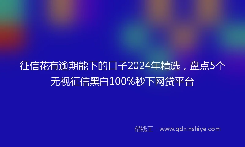 征信花有逾期能下的口子2024年精选，盘点5个无视征信黑白100%秒下网贷平台