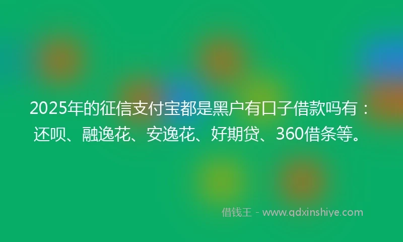 2025年的征信支付宝都是黑户有口子借款吗有：还呗、融逸花、安逸花、好期贷、360借条等。